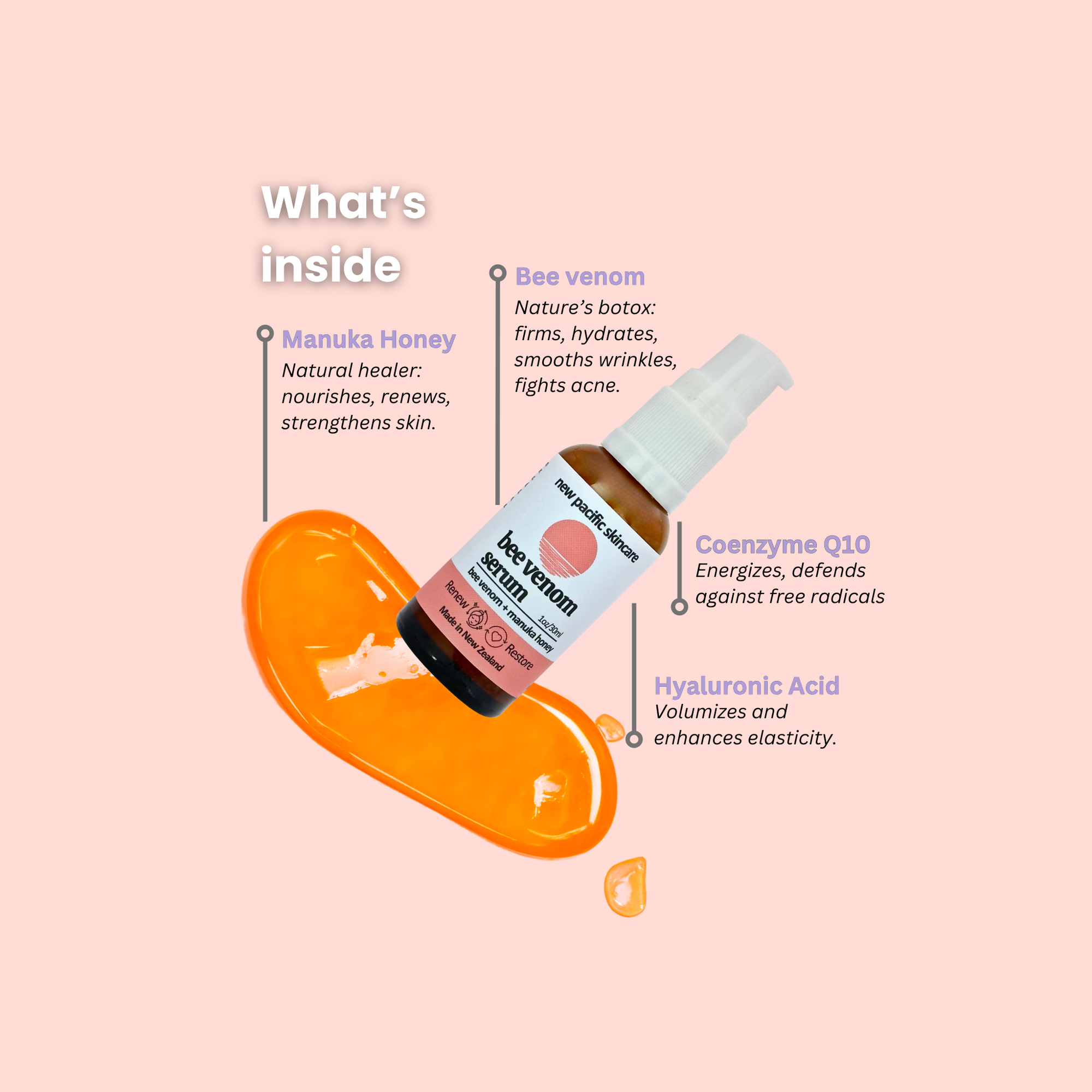 Organic Bee Venom + Manuka Honey Face Serum (1oz/30ml)