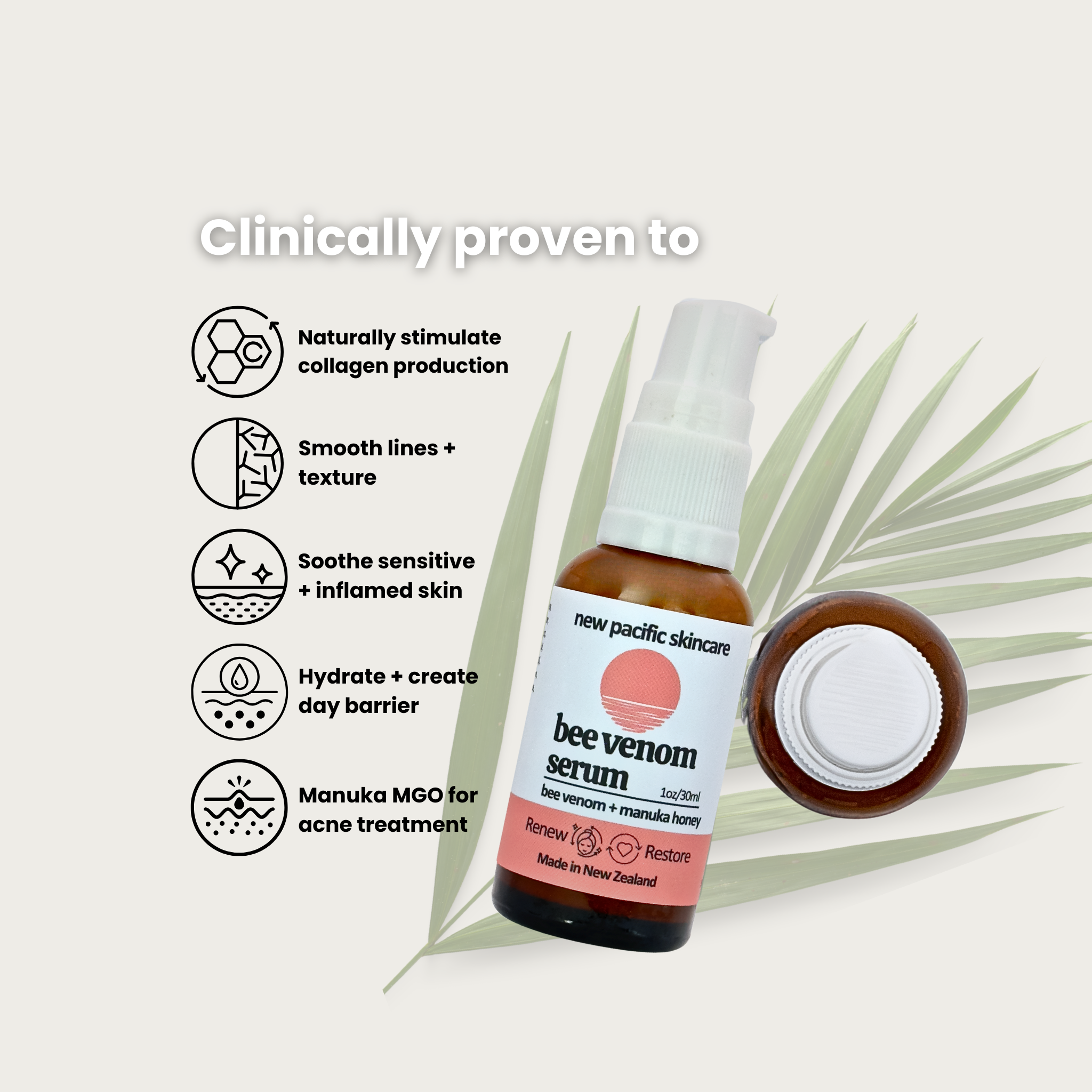 Organic Bee Venom + Manuka Honey Face Serum (1oz/30ml)