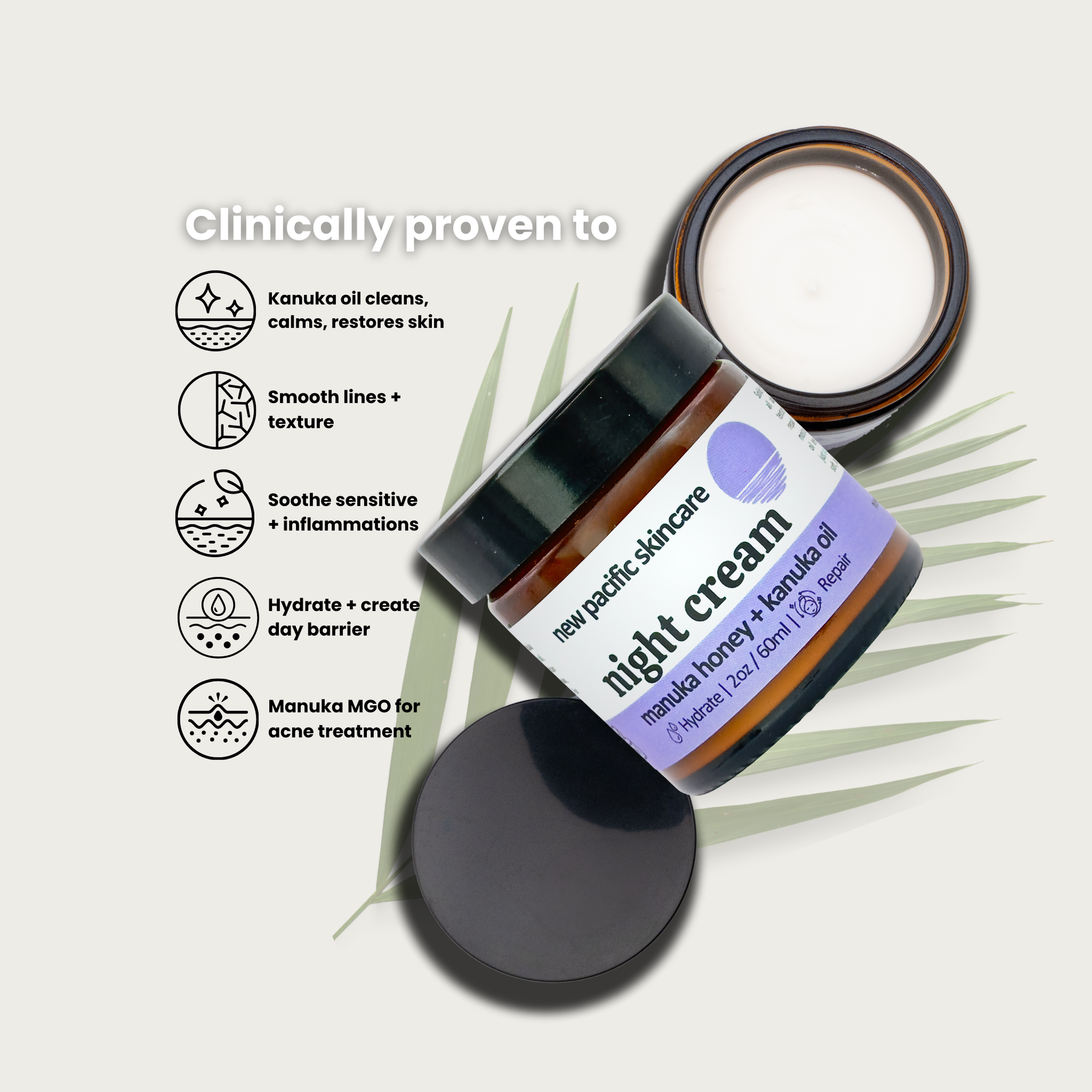 Organic Manuka Honey + Kanuka Oil Night Moisturizer (2oz/60ml)